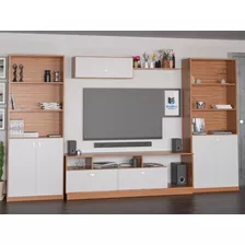 Combo Rack Tv + 2 Bibliotecas + Repisa Flotante Modular 