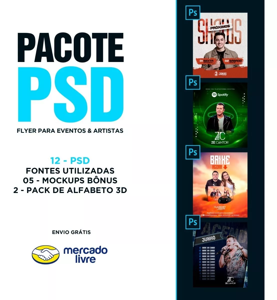 Pacote De Psd Para Artista, Banda E Evento - 100% Editável 