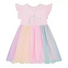 Vestido Bebê Menina Unicórnio Fofo Saia Em Tule Colorido