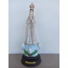 Imagem Nossa Senhora De Fátima 20cm. De Resina Pintada À Mão