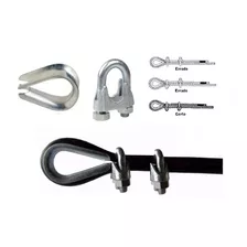 Kit Grampo Ponteira Cabo De Aço 1/8 Aparelhos De Musculação