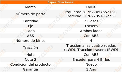 2- Mazas Traseras Con Abs Tundra 8 Cil 5.7l 2007/2019 Tmk Foto 2