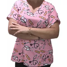 Blusa Bata Camisa Scrub Pijama Hospitalar Cirúrgico Rosa