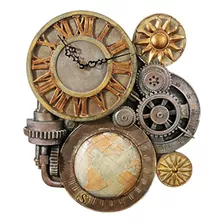 Diseño Toscano Gears Of Time Steampunk Reloj De Pared Escult