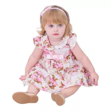 Vestidinho Bebe Menina Infantil Com Tiara 100% Algodão