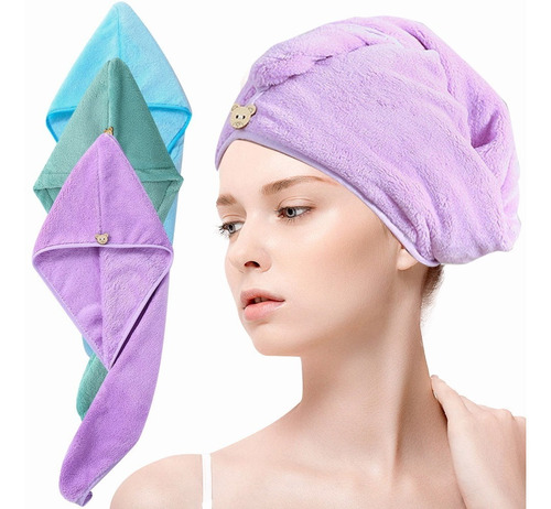 Toallas De Cabello De Microfibra Rapid Gorro Turbante 3pcs