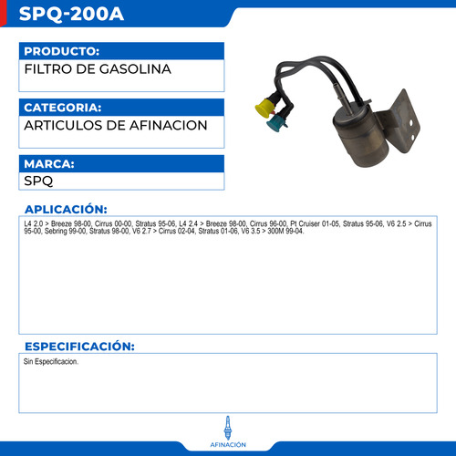 Filtro De Gasolina Plymouth Breeze 1998-2000 L4 2.4 Foto 3