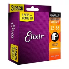 Encordoamento Elixir Light Nanoweb Violão 3 Packs 18 Cordas