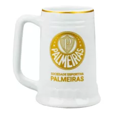 Caneca De Porcelana Branca E Dourada Time Palmeiras 500 Ml