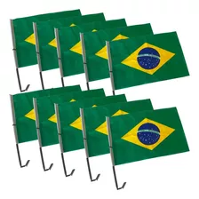 10 Bandeiras Do Brasil Com Haste De Carro 7 Setembro 30x45cm