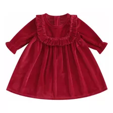 Vestido De Bebé Niña Terciopelo Rojo Navidad