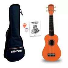 Ukelele Soprano Midiplus De Madera Con Funda Naranja Promo