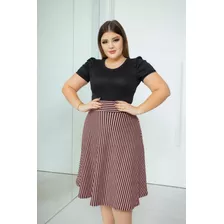 Kit Saia Gode E Blusa Manga Curta Princesa Preta Moda Cristã