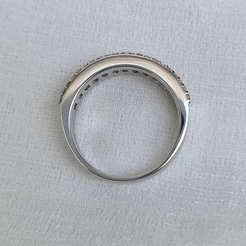 Anel Meia Aliança Ouro 18k E Diamantes 0,60ct Baguetes Branco 14