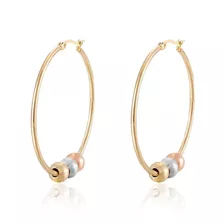 Aretes Candongas Para Mujer Laminadas En Oro 18k Y Acero