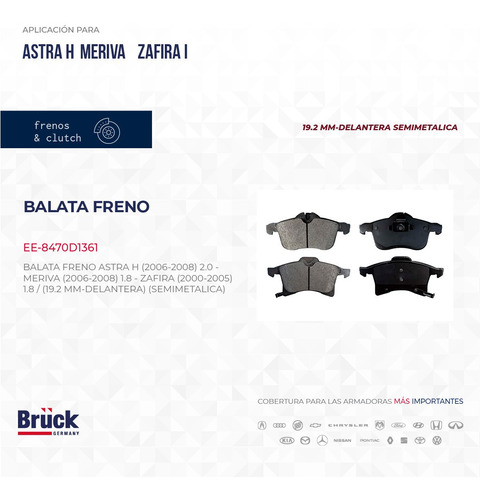 Balatas Delanteras Astra 04-08 1.8 Y 2.0 Lts Zafira 01-06 Foto 2