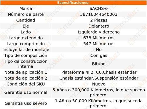 Set 2 Amortiguadores Del Sachs S6 Awd V10 5.2l 07 Al 11 Foto 2