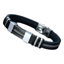 Pulsera Acero Inoxidable Silicona Brazalete Moda Hombre 