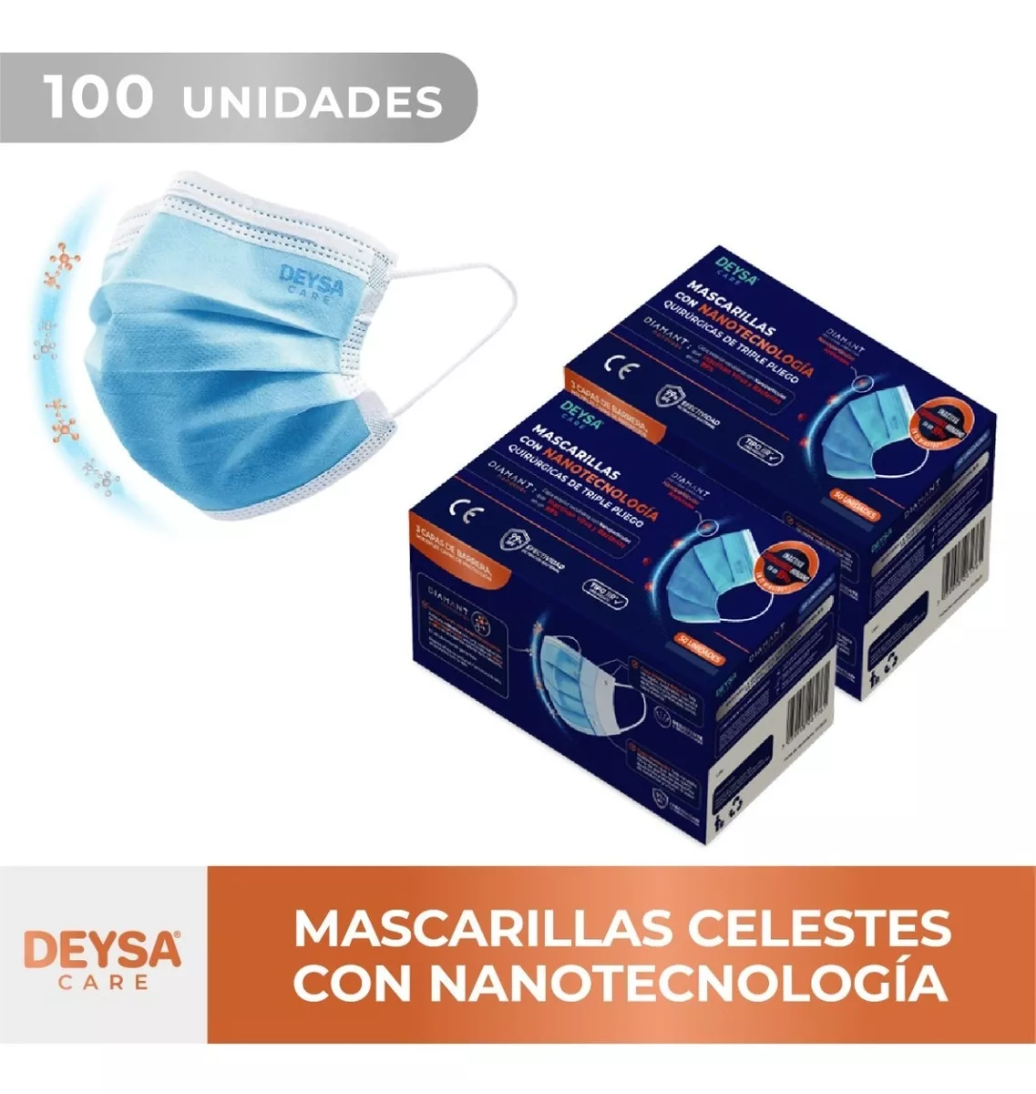 Mascarillas Tipo Il R Con Nanotecnología, 2 Cajas, 50 Un C/u