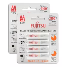 8 Pilhas Aa Recarregáveis 2100x Fujitsu Eneloop Standard