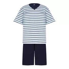 Pijama Lupo Manga Curta Algodão Masculino 28021 Gola V