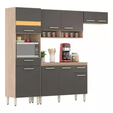 Cozinha Compacta Dama 9 Portas 2 Gavetas Avena Touch/grafito