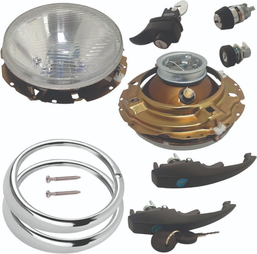 Kit Chapas Manijas Biceles Faros S/foco Vw Sedan 73-92 Vocho Foto 7