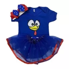 Body Mesversário Galinha Pintadinha Temático Saia+tule+laço 