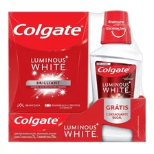 Kit Colgate Luminous White Com 3 Creme Dental + Enxaguante