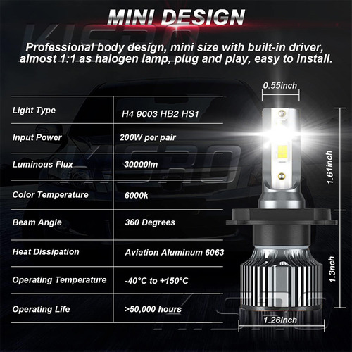 30000lm Kit De Focos Led Hb5 Luz Alta Y Baja Para Mitsubishi Foto 6