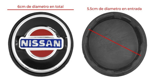 Juego 4 Centros Tapa Rin Nissan 6cm Negro Universal Foto 6