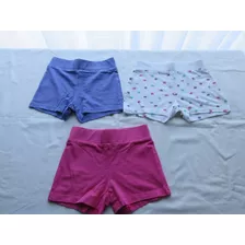 Tres Shorts De Algodón Y Lycra Para Nena, Marca Europea!, Ex