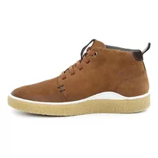 Bota Casual Masculina Couro Natural Cadarço Cano Curto Básic