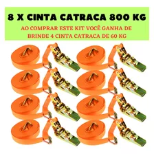 8 X Cinta Catraca 800 Kg Reforçada Para Carga Pesada 4,5m Cor 8 X Cinta Catraca 800 Kg Mais 4 Catracas 60kg