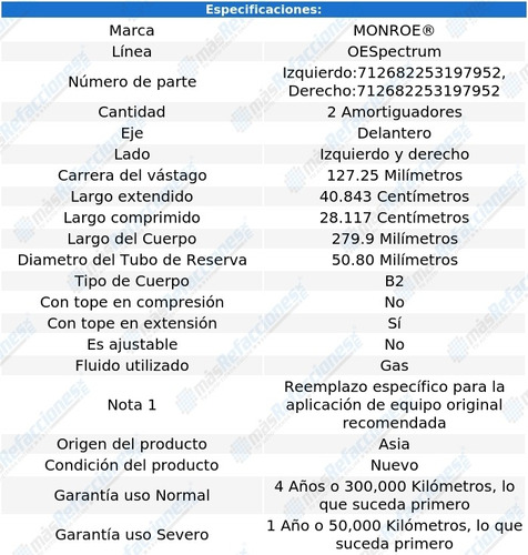 Par Amortiguadores Delanteros Gas Oespectrum Envoy 02-09 Foto 3