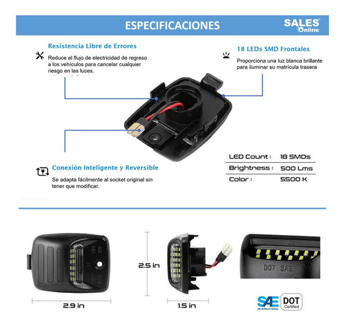 Lampara Led Luz Placa Matricula Trasera Toyota Tacoma 2006 Foto 3