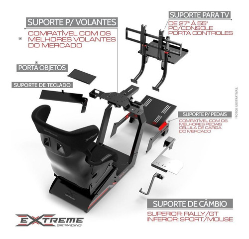 Cockpit Simulador Suporte Volante G27 T500rs - Extremeracing - R$ 369,00