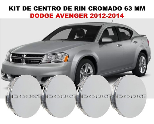Kit 4 Centros De Rin Dodge Avenger 2012-2014 Cromado 63 Mm Foto 2