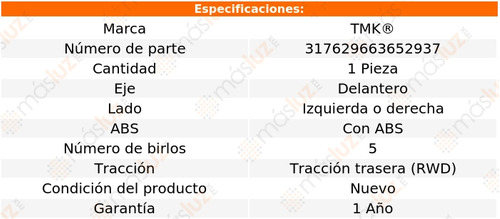 1- Maza Delantera Izq/der Con Abs Bmw M3 L6 3.0l 94/95 Tmk Foto 2