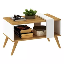 Mesa Ratona Living Centro Nogal Combinado Moderna Nórdico Color Marrón Claro