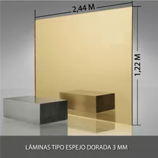 Lamina De Acrílico Tipo Espejo Dorada 3mm 122x.2.44