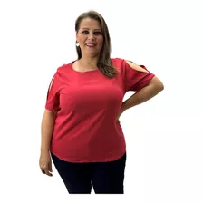 Blusa Cativa Plus Size Manga Redonda Gola Redonda Feminina