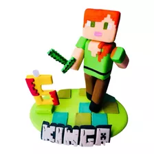 Minecraf Alex Steve Videojuego Cake Topper Pasta Francesa