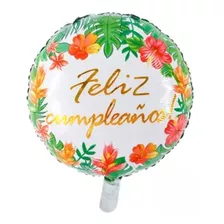 2 Globos Feliz Cumpleaños Borde Con Flores