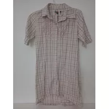 Camisa Larga Con Cinturón Talle 2 Cuadriculada Marca Muaa