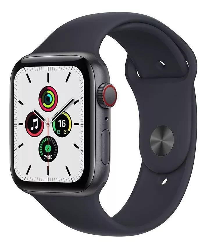 Apple Watch Se (gps + Cellular, 44mm) - Caja De Aluminio Color Gris Espacial - Correa Deportiva Azul Medianoche