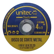 Disco Corte Metal 4.1/2 Unitec Pack 35 Pzas