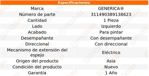 1- Espejo Izquierdo Elect Sentra 2013/2016 Genrica Foto 2