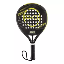 Paleta Padel Quick Paddle Fibra Vidrio Redonda Cke Color Negro/amarillo C/ Puente