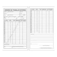 Cartão De Ponto Ficha Horário Trabalho Externo Pacote 100 Fl